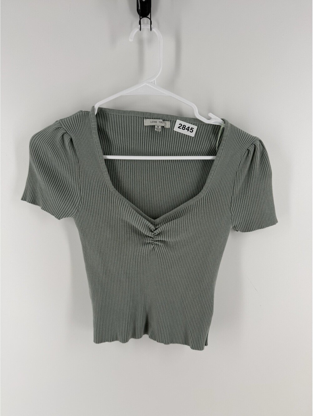 Love Tree Green Ribbed Womens Crop Top Size Medium